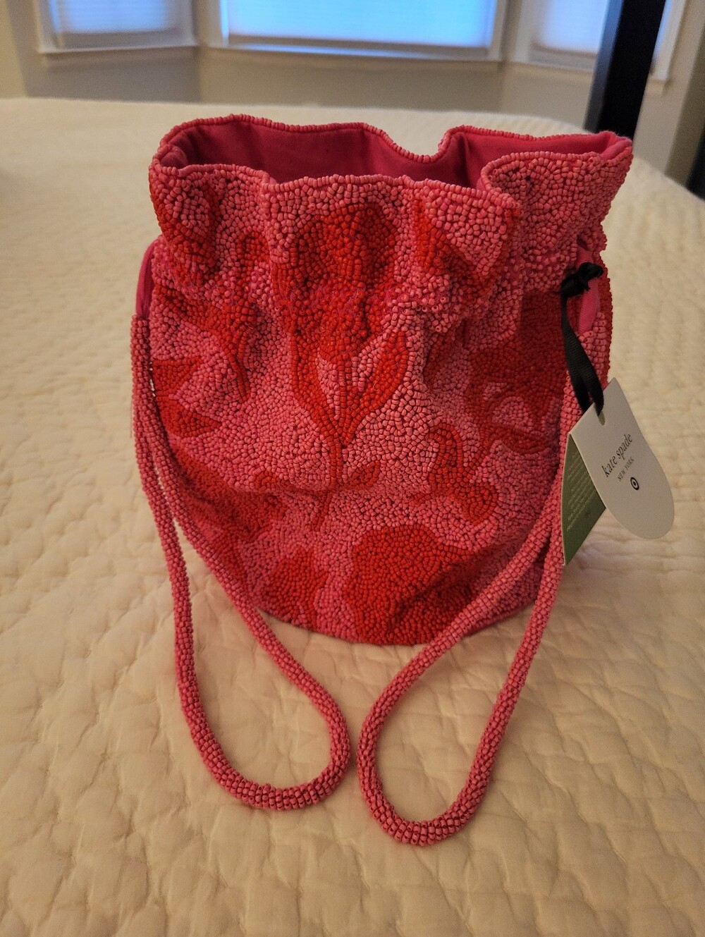 Kate Spade x Target Pink Beaded Drawstring Bucket Bag